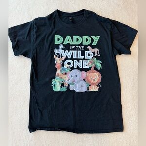Gildan Daddy of the Wild One Animals Black Cotton T-Shirt